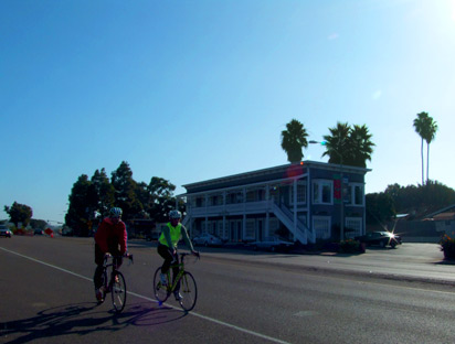 San Diego personal injury attorney's law office in Solana Beach on Hwy. 101 with bike riders going by daily.